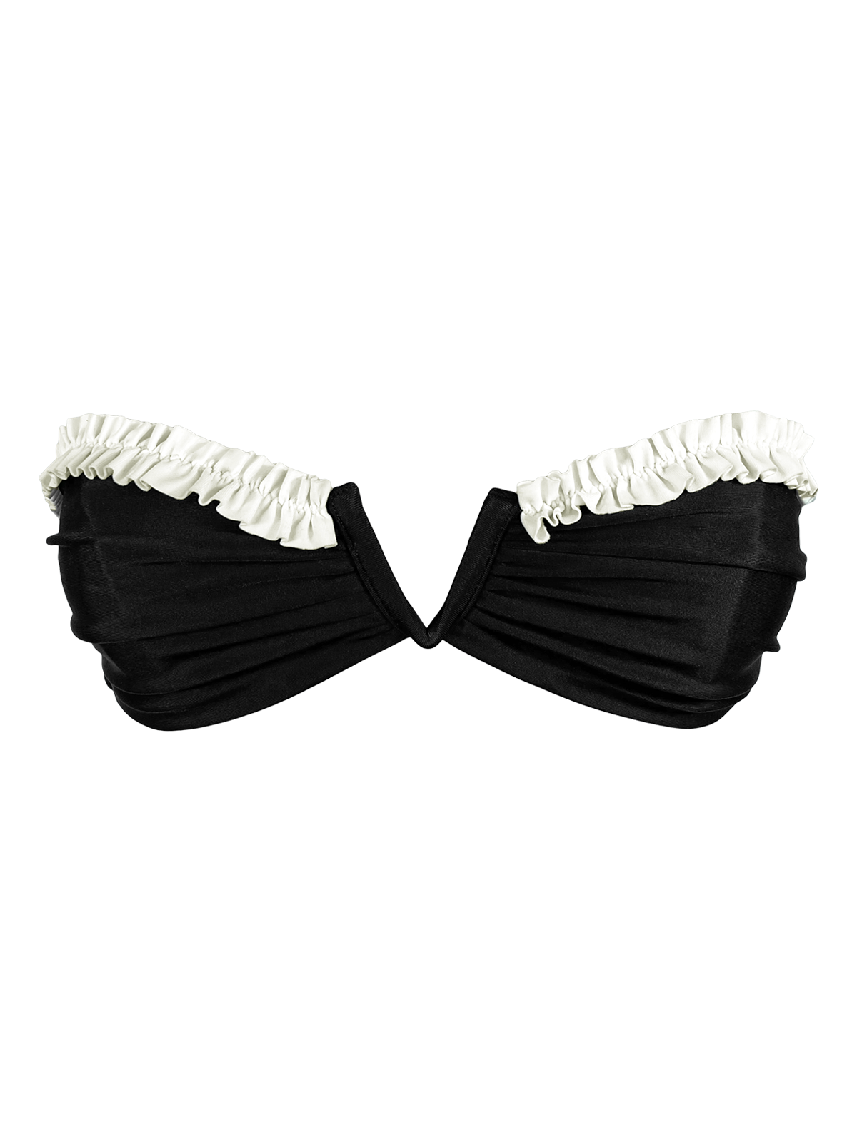 black ruffle bandeau bikini top